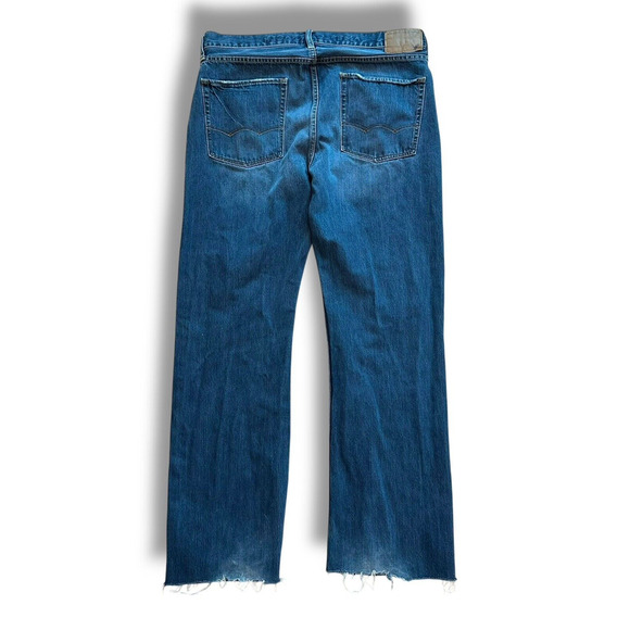 American Eagle Jeans Mens 34 x 32 Mid Rise Boot Cut Blue Cotton Denim Distressed - Picture 5 of 14